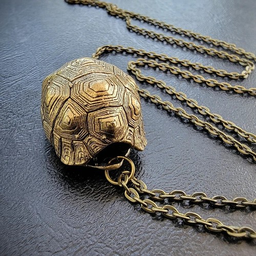 Brass turtle shell - turtle, necklace